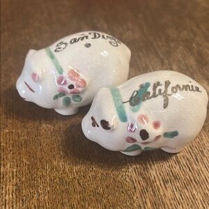 Salt and pepper shakers White and Pink Small with Floral Design